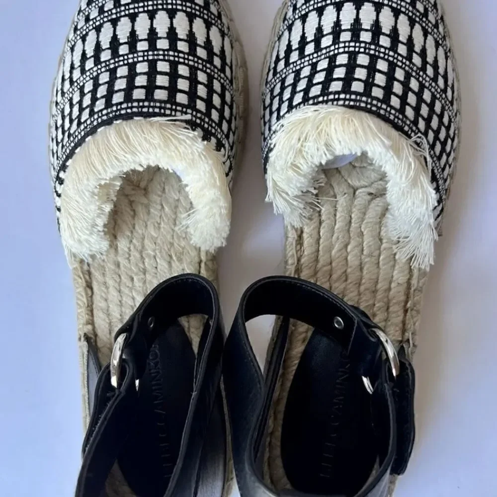 Rebecca Minkoff Vicky Embroidered Ankle Strap Espadrille Flats Shoes